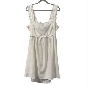 REFORMATION Liah Dress XL Off White Keyhole Cutout Back Ruffle Vacation Romantic